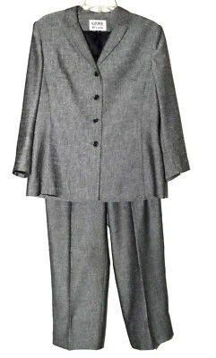 Anne Klein 3 Piezas Gris Negro Mujer Traje Pantalones Talla 10P Blazer y Falda Talla 12P Foto 1 de 4