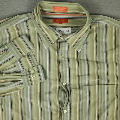 Camisa Faconnable Para Hombre Talla 2XLT Verde Rayas Informal Abotonada Manga Larga Foto 1 de 4