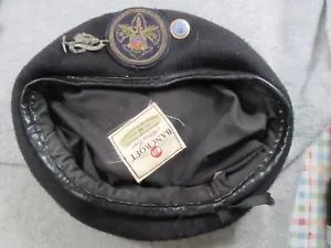 VINTAGE BANCROFT BERET 7 5/8 BOY SCOUT ? ? TRIBERG PIN GERMAN - Picture 1 of 4