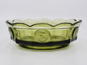 Fostoria Coin Glass Olive Green Candy Box Frosted Coin replacement Bowl no lid  - Picture 1 of 6
