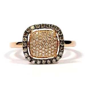 Anello in oro rosa 14 kt con diamanti bianchi e cioccolato misura 7 - Foto 1 di 6