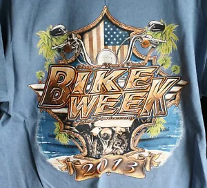Gildan Daytona Bike Week 2013 Light Blue T Shirt Mens Large Motorcycle Harley - Picture 1 of 4