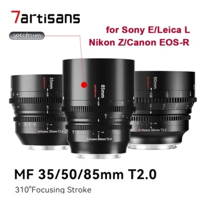 7artisans 35mm 50mm 85mm T2.0 Cine Lens Full frame for Canon Nikon Leica Sony E - Image 1 of 4