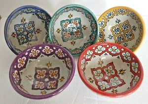 TRADITIONAL HAND PAINTED CERAMIC SMALL BOWL * FES POTTERY - Picture 1 of 19
