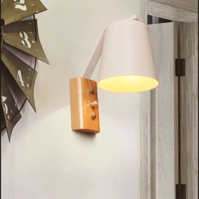 5W LED Wall Bedside Light Fixture E27 Bulb Lamp Lampshade Knob Switch Hotel Bar - Image 1 of 4