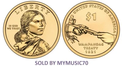 2011 P & D Sacagawea Golden Dollar WAMPANOAG TREATY - BU Uncirculated coin set - Image 1 of 3