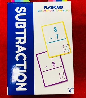SUBTRACTION FLASH CARD EDUCATION FOR KIDS 4-9 YRS, LEARNING CARDS  - Free Post - Image 1 of 2