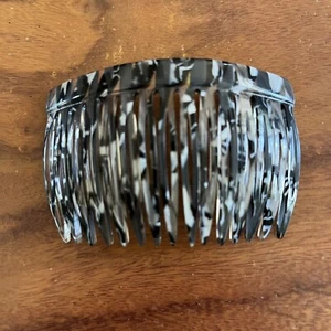 Medusa’s Heirlooms Classic French Side Hair Comb Black White Made In France - Bild 1 von 5