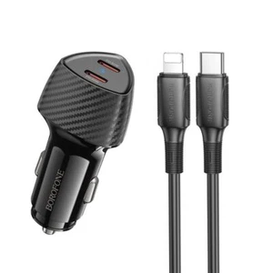 BOROFONE BZ31D Solid PD60W(2C) car charger set(C to iP) - black - Picture 1 of 9