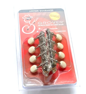 Grover Nickel/White Button "A" Style Mandolin Tuners/Machines/Tuning Pegs 409VNW - Image 1 of 2