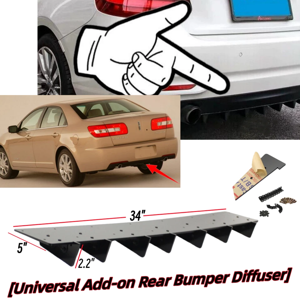 34"x5" Universal Gloss Black Rear Diffuser Lip Fit For Lincoln Zephyr 2006 Foto 1 de 4