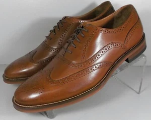 594186 PF50 MEN'S SHOES SIZE 10.5 TAN LEATHER WING TIP LACE UP JOHNSTON MURPHY - Picture 1 of 6