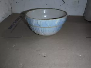Antique Primitive Blue White Stoneware 7” Bowl Ribbed Mixing taller - Picture 1 of 3