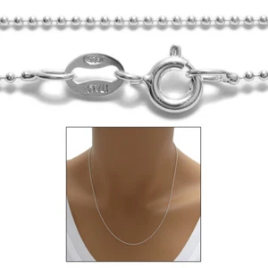 925 Sterling Silver Delightful Bead Chain Necklace 1mm (100 Gauge) - Picture 1 of 3