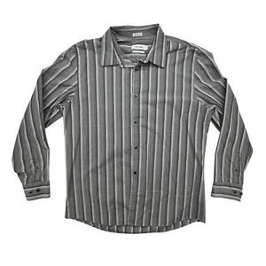Calvin Klein Shirt Mens XL Modern Fit Gray Striped Long Sleeve Button Up Dress - Picture 1 of 9