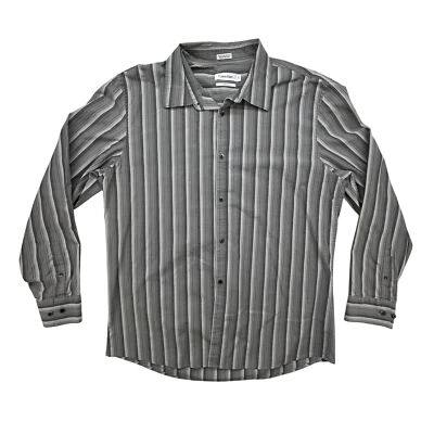 Camisa Calvin Klein Para Hombre XL Calce Moderno Gris Rayas Manga Larga Vestido con Botones Foto 1 de 4