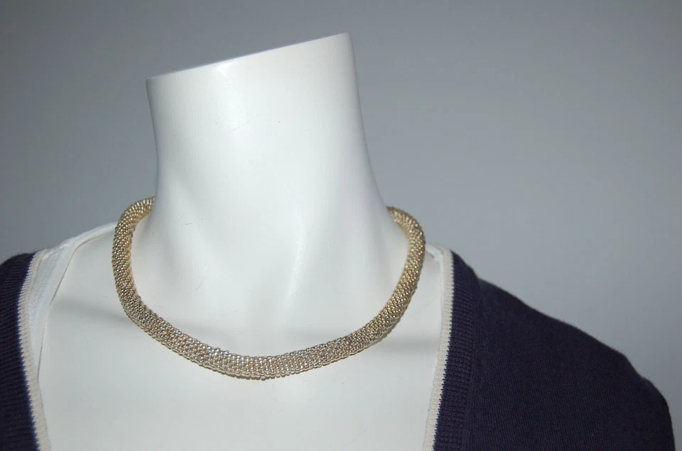 Hand gehäkelte Perlenkette aus Kunstperlen - gold - Bild 1 von 1