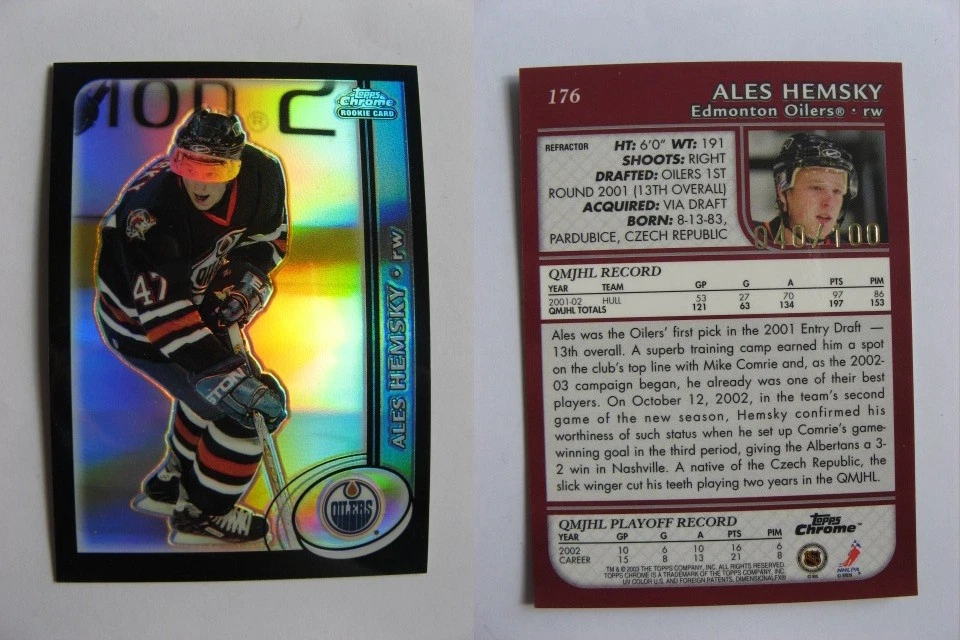 2002-03 Topps Chrome Black Refractor #176 Ales Hemsky 040/100 Rookie - Image 1 of 1