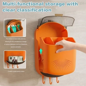 Ventilated Chopstick Storage Box Punch-free Kitchen Utensil Holder  Shovel - Picture 1 of 14