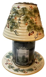Yankee Candle Large Jar Topper Shade With Plate Holly Berry Ivy Floral Cottage - Picture 1 of 7