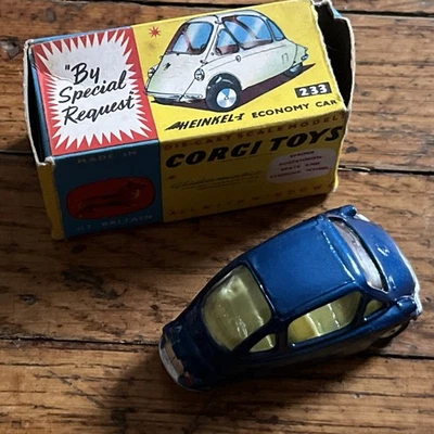 Vintage Corgi Toys #233 Blue Heinkel 1 Bubble Economy Car Diecast w/Box - Image 1 of 4