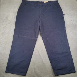 Carhartt Mens Navy Blue Relaxed Fit Work Pants Size 46x30 Cotton New - Picture 1 of 11