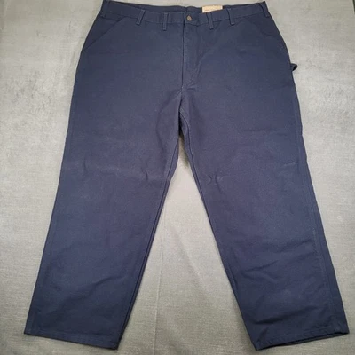 Carhartt Mens Navy Blue Relaxed Fit Work Pants Size 46x30 Cotton New - Image 1 of 4