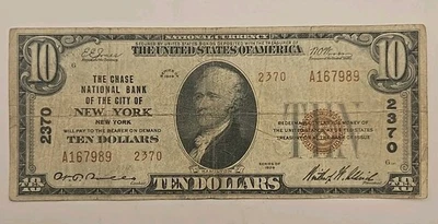 1929 $10 New York, NY Federal Reserve Bank National Currency - Image 1 of 4