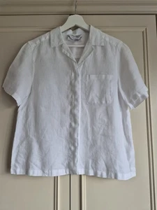 Max Mara 100% Linen White Short Sleeve Shirt, Made in Italy, Size UK 10 - Picture 1 of 7