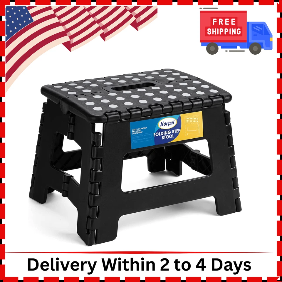 9" Folding Step Stool for Adults,Kids,Non-Slip Folding Stools with Portable Hand - Image 1 of 4