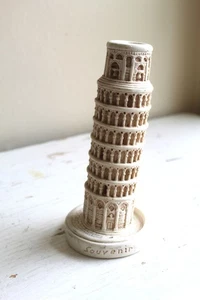 Vintage Schiefer Turm von Pisa Figur Italien Souvenir Lampe 8" Beton Skulptur - Bild 1 von 8