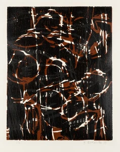 H. MODERSOHN (*1948), composición abstracta de formas, 1997, xilografía a color - Imagen 1 de 5