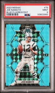 Panini Mosaic Joe Namath #79 2023 azul fluorescente PSA 9 - Imagen 1 de 3
