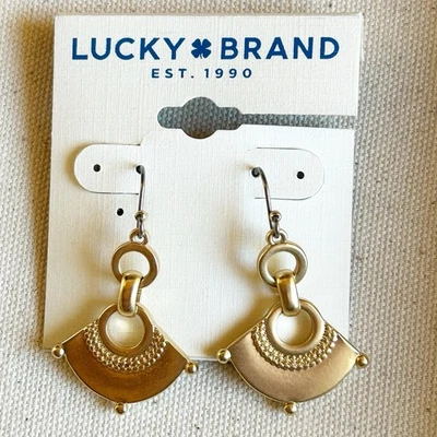 Brincos pendurados em forma de fã Lucky Brand tom dourado novo com etiquetas - Imagem 1 de 4