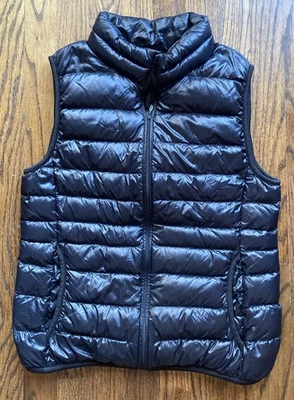 Chaleco de plumón Uniqlo ultra ligero para mujer talla pequeña negro acolchado cremallera completa empaquetable Foto 1 de 4