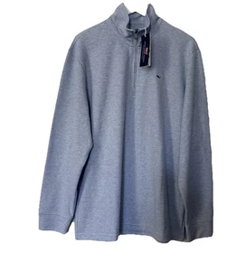 Vineyard Vines Saltwater Performance Blue 1/4 Zip Stretch Sweater Mens Sz L NWT - Picture 1 of 6
