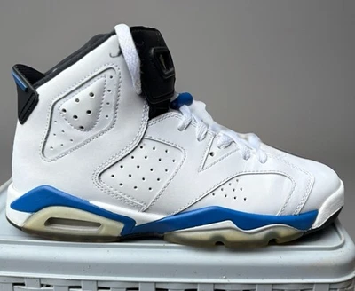 Air Jordan 6 Retro BG Size 5 Youth 5Y Shoe White Sport Blue Black 384665107  - Image 1 of 4