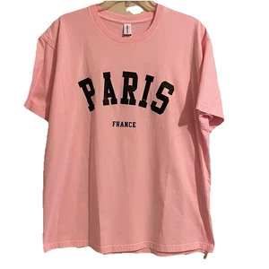 Women’s “Paris France” Graphic Pink Short Sleeve Crew Neck Caribbean Seal 2XL - Picture 1 of 10