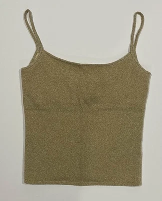 Ralph Lauren Black Label Cashmere Gold Metallic  Womens Small Spaghetti Strap - Image 1 of 4