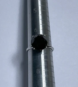 Anillo de compromiso de diamantes negros de oro blanco de 14 k de 6,97 TCW, tamaño 7, 2,9 gms, certificado AGI - Imagen 1 de 13