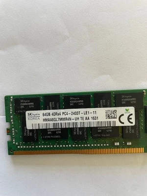 SK HYNIX 64GB 4DRX4 PC4-2400T LE1 HMAA8GL7MM4RN-UH TE AA 1631 SERVER MEMORY - Image 1 of 3