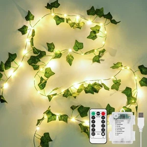33ft 100 LED Vine with Fairy Lights with Remote, Fake Vines String Lights Bat... - Picture 1 of 8