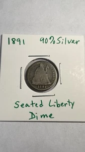 Moneda de diez centavos libertad sentada 1891 90 % plata ENVÍO GRATUITO MONEDA EXACTA - Imagen 1 de 4