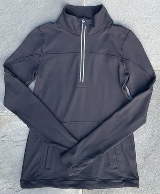 Camisa de Manga Larga Ivivva by Lululemon Niñas Talla 10 Pullover Negro 1/4 Cremallera Usada en Excelente Condición Foto 1 de 4