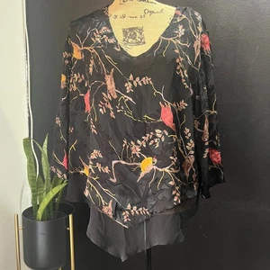 Aliki Yamani Creations Women’s Large Vintage Silk Blend Floral Colorful Birds - Picture 1 of 7