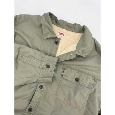 Levis Jacket Mens XXXL Green Sherpa Lined Shacket Ripstop Workwear Warm - Image 1 of 4