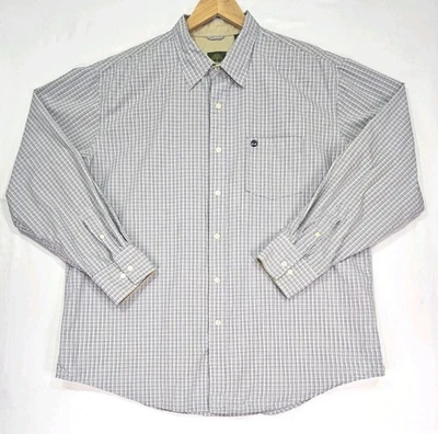 TIMBERLAND Button Down Slim Fit Blue/Grey Check Casual Shirt Men's Size XL - Image 1 of 4