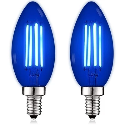 Luxrite E12 LED Filament Blue Light Bulb, 4.5W=40W, UL, E12 Base 2 Pack - Image 1 of 4
