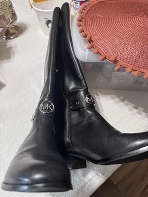 Michael Kors Black Leather Boots 8.5 - Image 1 of 2