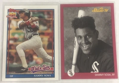Lote Sammy Sosa (2 tarjetas) 1991 Topps y 1991 Studio Foto 1 de 2